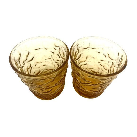 Amber Serrano Tumblers Gold Anchor Hocking Lowball Glasses Milano Lido Rocks - Picture 4 of 4